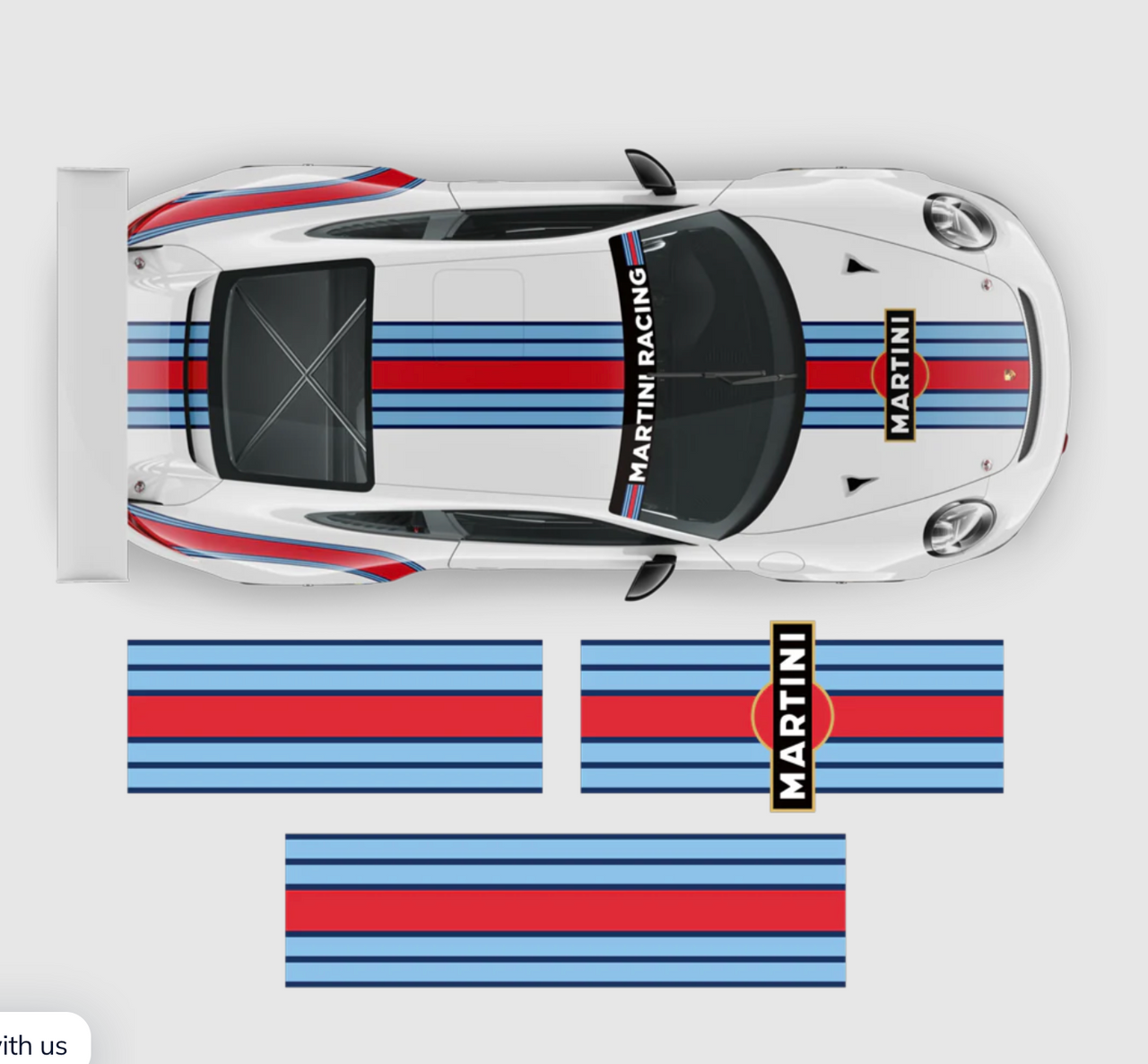 Porsche 911 Carrera Martini Decal Set – Curved Racing Stripe (2005–2023)