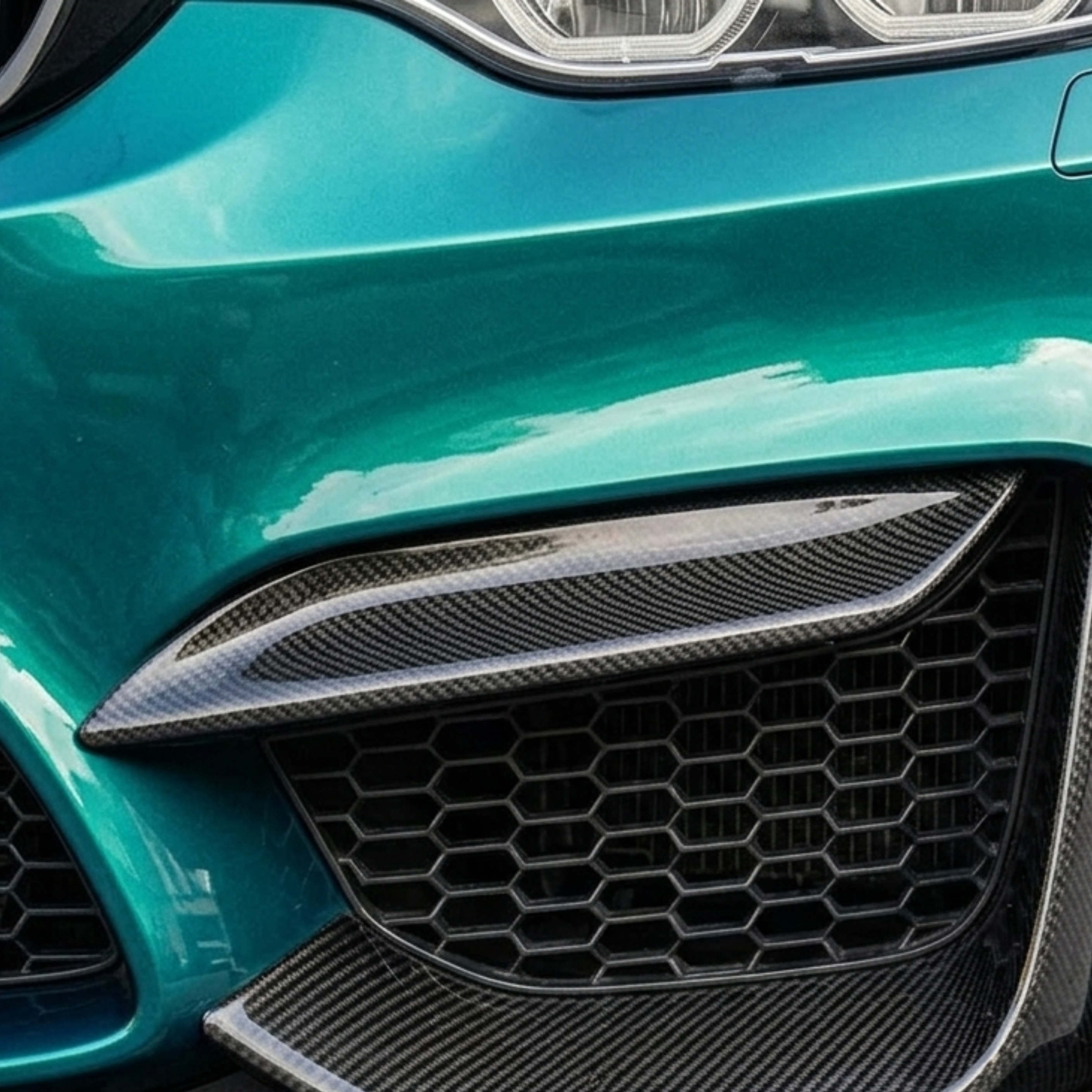 BMW F80 M3 F82 F83 M4 | V2 Dry Carbon Fiber Front Upper Bumper Fangs