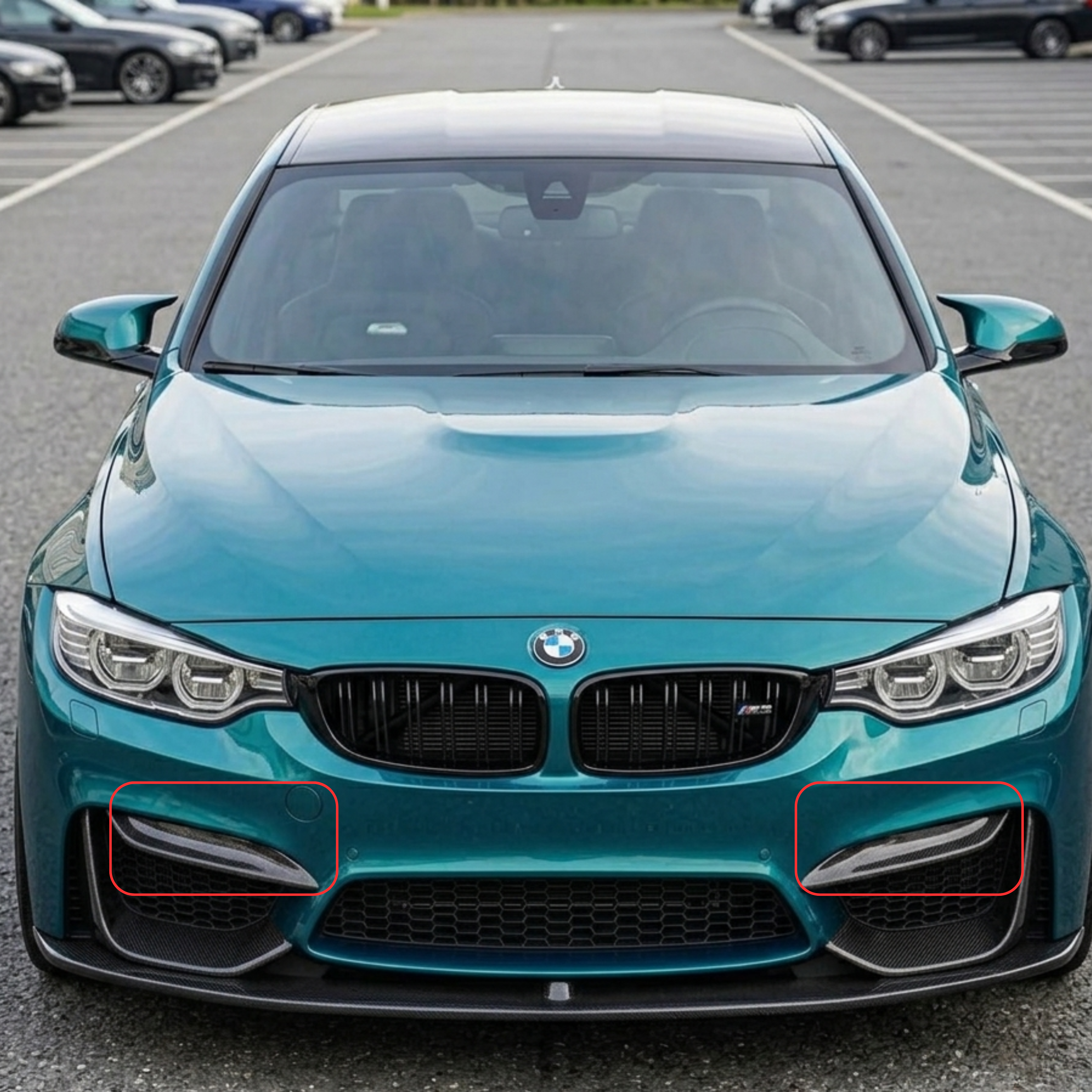 BMW F80 M3 F82 F83 M4 | V2 Dry Carbon Fiber Front Upper Bumper Fangs