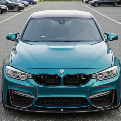 BMW F80 M3 F82 F83 M4 | V2 Dry Carbon Fiber Front Upper Bumper Fangs