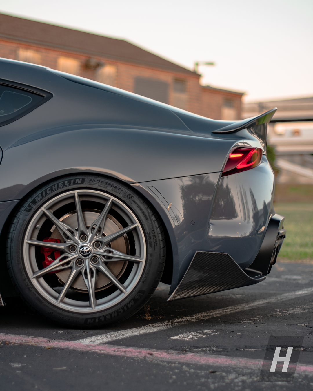 Toyota Supra A90 A91 AG style carbon trunk lip spoiler – installed view 2