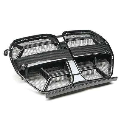 BMW G80 M3 CSL carbon grille with mesh installed